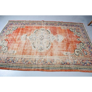พรมตุรกีวินเทจ ขนาด 5.2x7.9 ฟุต (157x242 ซม.) สีส้ม-น้ำเงินไล่เฉด - Product Image 4