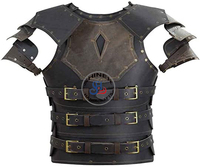 Chaqueta de cuero Medieval para mujer, armadura de recreación SCA, disfraz de Halloween Vikingo, Color negro