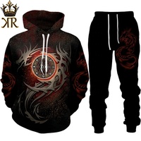 Retro Dragon Tattoo 3D Print Hombres Mujeres Chándal Conjuntos Casual Sudadera con capucha + Pantalones 2PCs Conjuntos Sudadera de gran tamaño Moda Hombres Ropa