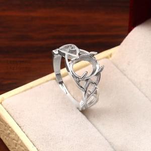 925 argent Sterling 8x10mm ovale Semi Mount Ring quatre broches bague vierge bijoux de fiançailles réglage bague vierge sans pierre principale - Product Image 6