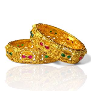 Vibrant Trendy Emerald Cut <b>Pearl</b> Tear Drop Multicolor Bangle Set Cluster Design <b>Gold</b> Tone Wedding Bulk Lot Low Price - Product Image 1