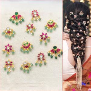 คอลเลกชันเครื่องแต่งกายงานแต่งงานสำหรับผู้หญิงสีทองแบบดั้งเดิมเครื่องประดับผมประดับหินโบราณคุณภาพระดับพรีเมี่ยม - Product Image 2