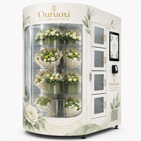 Ouruoxi Smart 24/7 Automatischer Gekühlter Edelstahl-Kühlschrank Natürliche Rosen Boutique Frische Blumensträuße Verkaufsautomat SDK