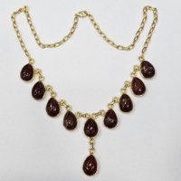 Plata de Ley 925 chapada en oro, excelente calidad, forma de lágrima, piedra preciosa Jesper roja, collar Vintage único de diseñador hecho a mano