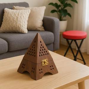 Quemador de Incienso de Madera Artesanal con Orificios de Ventilación, Forma de Pirámide, Porta Incienso Árabe para Fragancia del Hogar, Ramadán y Regalos - Product Image 2