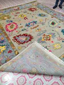 Alfombras anudadas a mano de lana rosa 100% antiguas, Exportación de alta calidad, 8x10/7x10, juegos de alfombras hechas a mano para el suelo de la sala de estar - Product Image 3