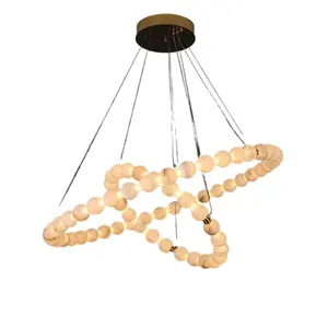 Lámpara de Araña Moderna de Cristal TesseraStone, Luz Blanca Cálida de 3000K, Cobre y Mármol, LED Integrado, 220V, Colgante de Forma Ovalada, Iluminación para el Hogar - Product Image 4