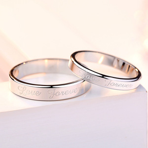 Venta directa de fábrica S925 Anillo de pareja Plata de ley <span class=keywords><strong>Moda</strong></span> para <span class=keywords><strong>mujer</strong></span> Anillo de par de nicho simple Joyería inglesa - Product Image 6