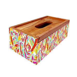 กล่องใส่กระดาษทิชชู่ไม้ MDF พิมพ์ลายใบไม้เขียวสำหรับบ้านหรือสำนักงาน - Product Image 5