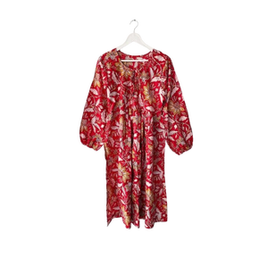 Eco-Friendly Washable Sweet Floral <b>Dress</b> | Mini Style | O-Neck with <b>String</b> Closure 100% Cotton Summer Casual Wear - Product Image 1