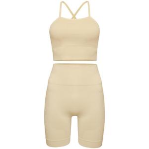 Femmes léger 2 pièces Gym Yoga sport ensemble respirant moulant entraînement T-Shirt soutien-gorge Plaid haut long lâche bout à bout Leggings - Product Image 5