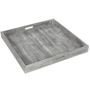 Elegant Design Acacia Wood <b>Tray</b> in <b>Warm</b> Brown Color with Modern Square Shape and Textured Finish Perfect for Any Occasion - Product Image 4