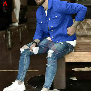 Veste Denim Homme en Coton 280 GSM Col Rabattu Couleur Unie Bouton Devant Manches Longues Design Veste Denim par Hamza Apparels - Product Image 6