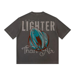 2025เสื้อยืด320g สำหรับผู้ชาย/unisex สูง GSM ขอบดิบถักด้วยปกซี่โครงไวรัส - Product Image 1