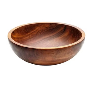 Bol à salade jetable contemporain en bois d'acacia véritable de qualité supérieure, poli, pour le camping, les fêtes, le stockage, durable pour la maison - Product Image 1