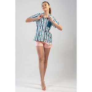 Camisa de Manga Corta para Mujer con Falda Ovalada Completamente Abotonada - Product Image 6