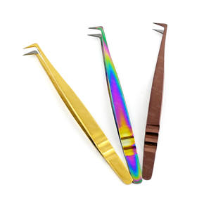 Pince à épiler à volume classique incurvée personnalisée de haute qualité pince à cils à pointe en fibre 45 pince à épiler Nano Grip à 90 degrés Extension de cils - Product Image 4