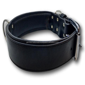 Collar de perro de cuero negro de alta calidad Collar de Mascota de perro de cuero acolchado suave de lujo con hebilla de latón de níquel sólido y anillo en D - Product Image 6