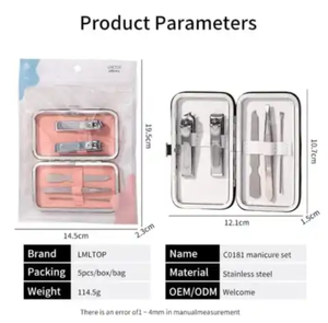 Ensemble coupe-ongles professionnel multifonctionnel en acier inoxydable, ensemble de coupe-ongles portable pour manucure et pédicure, 19 pièces - Product Image 2