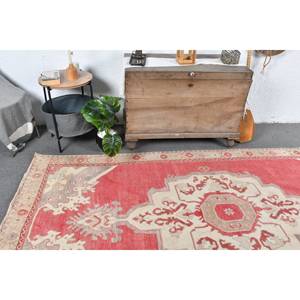 พรมสไตล์วินเทจขนแกะสีเบจสีแดงขนาด4.8x10ฟุตดีไซน์แบบเย็บติดโถงทางเดินทรงสี่เหลี่ยมผืนผ้าสำหรับห้องข้างเตียง - Product Image 2