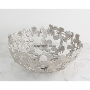 โต๊ะวางกลางและของตกแต่งเสิร์ฟชามโลหะชุบทองหรูหราดีไซน์ใบไม้โบราณทำให้ดูสวยงาม - Product Image 6