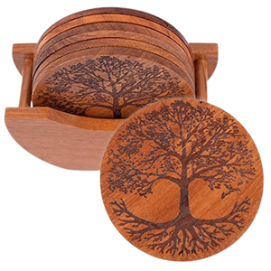 Sous-verres en bois Design laser Top vente accessoires de décoration de table en bois et en pierre sous-verres d'ustensiles de cuisine prix de gros lot de 2 - Product Image 2