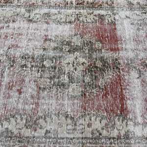 พรมตุรกีโบราณขนาดใหญ่ 5.9x10.5 ฟุต (179x320 ซม.) ลายดอกไม้สีแดง - Product Image 5