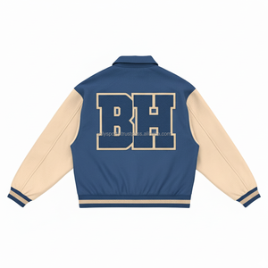 Chaqueta universitaria de mezcla de lana Premium 420 GSM Mangas de cuero suave Diseño de bordado de logotipo de chenilla personalizado Chaquetas universitarias para mujer - Product Image 2