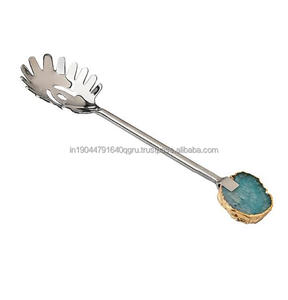 Tendance Artisan personnalisé fait à la main argent et couleur turquoise SS et agate ensemble de service de 5 pièces - Product Image 5