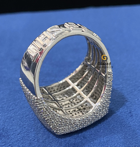Hecho a mano 10K oro blanco personalizado Campeonato anillo estilo Hip Hop corte moissanita piedras rodio plateado diamante bodas fiestas - Product Image 4