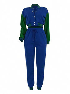 Conjuntos de chándales transpirables Varsity de alta demanda para mujer, chaqueta Bomber con pantalones para correr, ropa de calle, ropa de dos piezas - Product Image 3