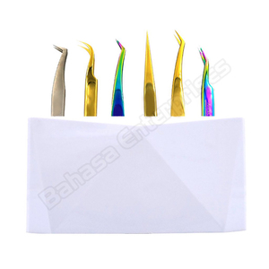 6 pièces Support de rangement et de présentation en acrylique pour pinces à extensions de cils, avec étiquettes personnalisées, accessoires et outils pour extensions de cils - Product Image 4