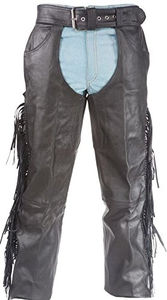 SPORTSWORLD Chaps de cowboy occidentaux légers à design personnalisé uni, franges, cuir de vache, pantalon brun clair pour l'équitation - Product Image 5