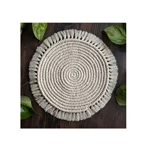 Gepersonaliseerde Katoenen Vlecht Onderzetter Handgemaakte Macrame Cup Kussen Bohemia Stijl Antislip Cup Mat Ronde Placemats