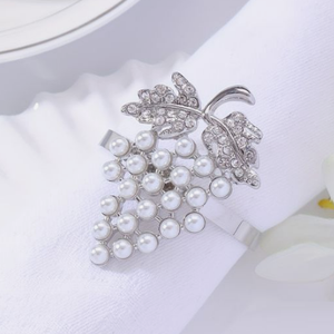 Servilletero de uvas de Metal decorativo con estilo clásico con cuentas de perlas para Decoración de mesa, soporte de pañuelos para interiores y exteriores - Product Image 2