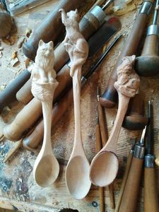 PARA TALLA DE CUCHARA DE MADERA Logotipo personalizado Utensilio de cocina de madera natural Cuchara maciza de madera de acacia para cocinar - Product Image 2