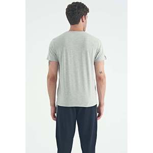 T-shirt à manches courtes en coton mélangé gris pour homme Air Jones, coupe classique confortable pour un usage quotidien décontracté - Product Image 6