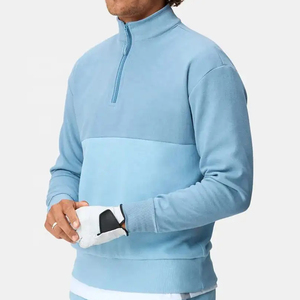 OEM Men's Quarter <b>Zip</b> Pullover Sweatshirt New Arrival 1/4 <b>Zip</b> Fleece Hoodie Mock-Neck Customizable Logo Plain Dyed for Autumn - Product Image 5