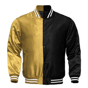 Wholesale Unisex Premium Quality Winter <b>Varsity</b> Satin <b>Bomber</b> <b>Jackets</b> Windproof Eco-Friendly Custom Logo Durable Button Closure - Product Image 4