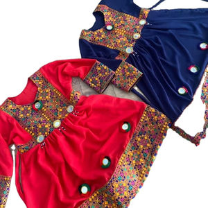 Vestido Tradicional Infantil de Encaje y Chifón con Bordado y Estampado, Estilo Afgano, Transpirable, Largo Maxi, Hecho a Medida - Product Image 1