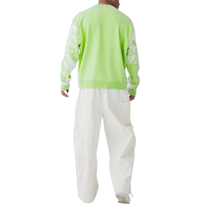 เสื้อกันหนาวแขนยาวแบบสวมหัวแนววินเทจสำหรับผู้ชายเสื้อกันหนาวให้ความอบอุ่นในฤดูหนาวมีลวดลายสีล้วนผ้าโพลีเอสเตอร์/ ผ้าฝ้าย - Product Image 2