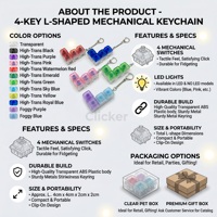 Clavier mécanique en forme de L à 4 touches, jouet anti-stress, porte-clés lumineux, cadeau de bureau, emballage personnalisé en boîte de vente au détail