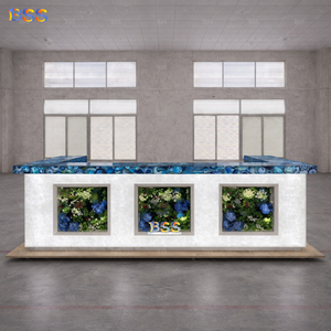 ออกแบบเคาน์เตอร์บาร์ทันสมัย รูปทรงตัวยู ทำจากหินออนิกซ์โปร่งแสง สำหรับร้านอาหาร บ้านริมสระน้ำ เคาน์เตอร์บาร์ทำจากหินอาเกต - Product Image 4