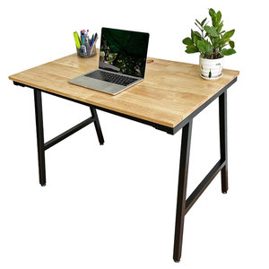 68194 Escritorio minimalista de madera con forma de A, con estantería y almacenamiento, altura ajustable, 100x60x75 cm - Product Image 1