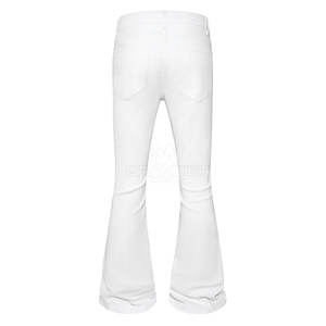 Pantalons pour hommes de couleur blanche, taille personnalisée, lavés, best-seller, marque privée, pantalons pattes d'éléphant pour hommes de bonne qualité pour adultes - Product Image 2