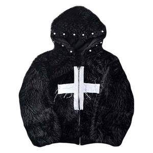 Sweat à capuche oversize pour homme en coton 100% lourd, streetwear, délavé à l'acide, épaules tombantes, avec broderie - Product Image 2