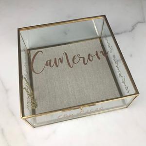 Hot Selling Vintage Square Glass Brass Jewellery <b>Box</b> <b>Clear</b> Glass Metal Storage Organizer <b>Lid</b> Rings - Product Image 3