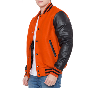 Chaqueta Universitaria de Béisbol Estilo Letterman para Hombre, Cuello Alto, Fabricantes de Ropa, Manga de Cuero PU Personalizada, Estilo Urbano - Product Image 3