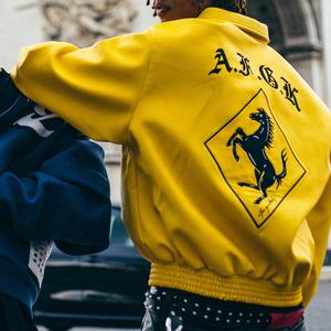 OEM personalizado bordado logotipo Pu cuero motocicleta chaqueta Bomber Letterman Varsity chaqueta para hombres béisbol universitario - Product Image 3