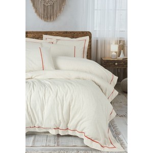 Juego de Funda Nórdica Doble Inborn Banded de Lujo, Algodón Satinado, Color Naranja Sólido, para Cama King/Twin, Juego de 4 Piezas para Ropa de Cama, Bodas - Product Image 1